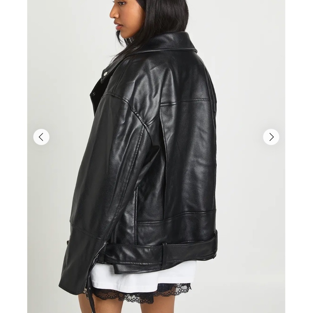 Boohoo Black Faux Leather Bomber Jacket - Picture 4 of 4